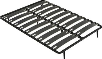 Vente-Unique Rete telaio a doghe da montare 160 x 200 cm 2 x 9 doghe Antiscivolo Con piedi Nero - MONTIANO di YSM&Eacute;E