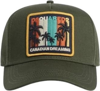 Dsquared2 Baseball Gabardine Cap - Heren - Petten - Groen - ONE Size - Katoen - Accessoires