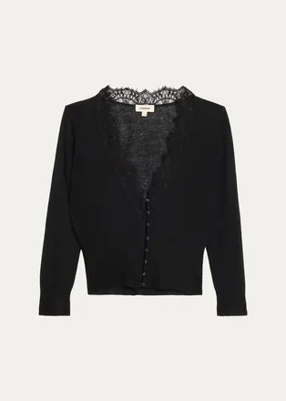 L'agence Eluna Lace-Trim Cardigan