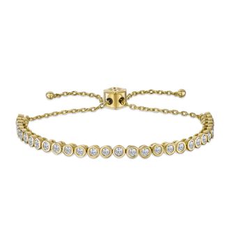 The Diamond Store Adjustable Lab Diamond Rubover Tennis Bracelet 1.00ct in 18K Gold Vermeil