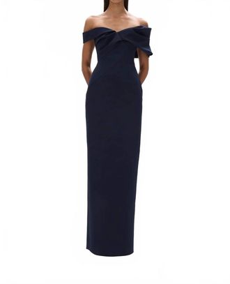 Rachel Gilbert Maddie Off The Shoulder Gown In Navy