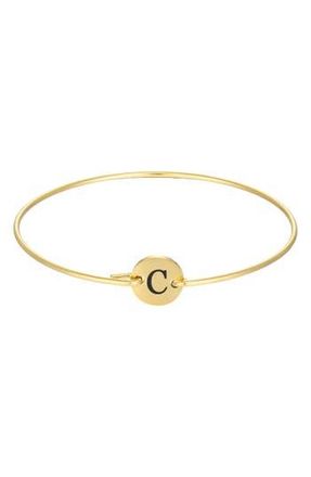 Adornia Tarnish Resistant 18K Gold Plated Initial Bangle Bracelet in Gold-C at Nordstrom Rack