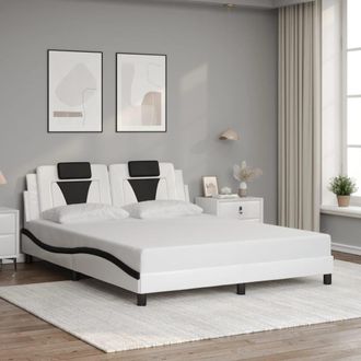 vidaXL Vidaxl - Estructura Cama Cabecero Cuero Sint&eacute;tico Blanco Negro 160x200cm