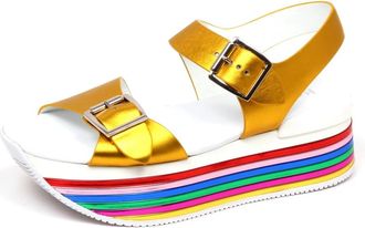 Hogan Gele Wig Sandalen met Gespdetail - Dames - Sandalen - Geel - 37 1/2 EU - Leer - Schoenen