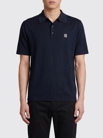 Balmain Polo in seta e cotone con logo