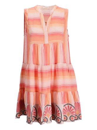 Devotion horizontal-striped cotton mini dress - Orange
