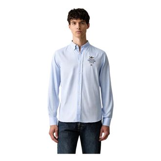 Aeronautica Overhemden, Heren, Blauw, XL, Katoen, Klassiek Katoenen Overhemd