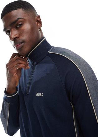 Boss Orange by Hugo Boss Boss - Bodywear - Tuta sportiva blu navy con zip corta e logo