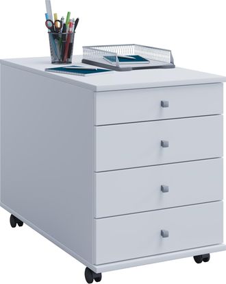 ebuy24 Vcm Roll Container Contenedor Lateral Con Cajones Dimensiones Aprox. Al. 57 X An. 42 X P. 75 Cm Contenedor De Oficina - Lona (blanco)