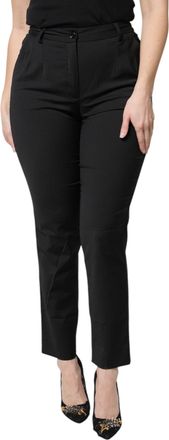 Dolce & Gabbana Black Polyester High Waist Slim Womens Pants (Pre-Owned)