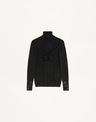 Valentino Maglia In Lana Con Pizzo Donna NERO XL