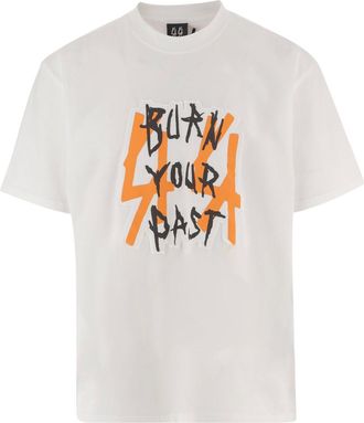 44 Label Group White Graphic Crew Neck T-Shirt