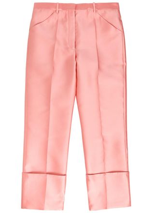 Calvin Klein Eva Turn-up Duchess-satin Trousers - Pink - 38 (UK6 / XS)