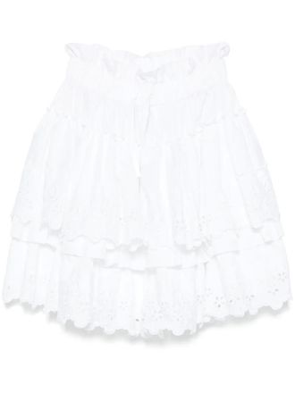 Simone Rocha broderie-anglaise tiered mini skirt - White