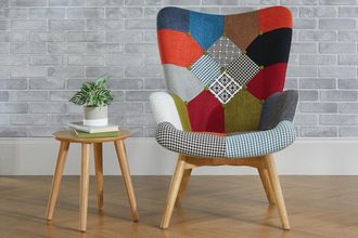 Birlea Multi Coloured Armchair Sloane Easy Fireside Chair Scandinavian Patchwork