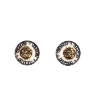 Versace Silver Coin Stud Earrings