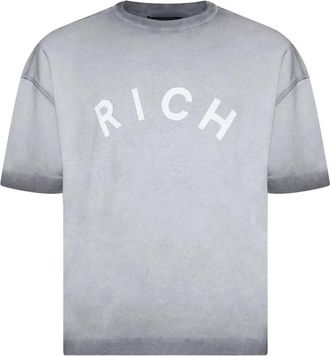 John Richmond T-Shirt met Lettering aan de Voorkant - Heren - T-shirts - Grijs - M - Katoen - Tops