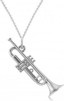 Allurez Trumpet Music Charm Pendant Necklace 14K White Gold