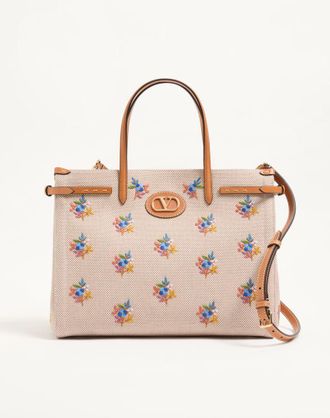 Valentino Garavani Valentino Garavani Antibes Medium Shopping Bag in Embroidered Canvas Wo