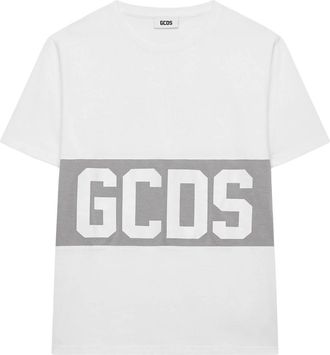 GCDS Band Logo Regular T-Shirt - Dames - T-shirts - Wit - 2XL - Katoen - Tops