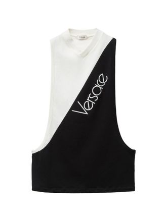 Versace White Color Block Top
