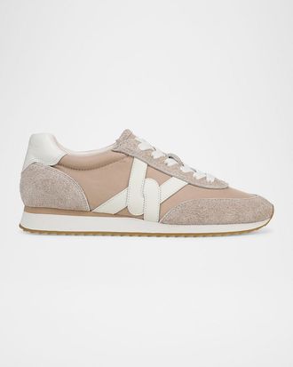 Veronica Beard Penrose Mixed Leather Runner Sneakers