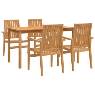 vidaXL Juego De Comedor Para Jard&iacute;n 5 Piezas Madera Maciza De Teca Vidaxl