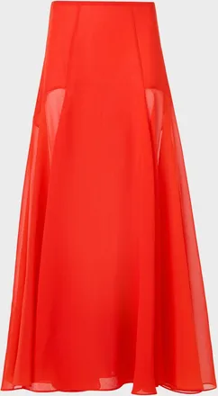 Akris Sheer Silk Organza Godet Midi Skirt