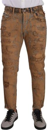 Dolce & Gabbana Slim-fit Jeans - Heren - Slim Fit Jeans - Bruin - M - Katoen - Jeans