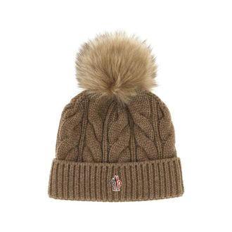 Moncler Cable-knit Pompom Beanie Hat