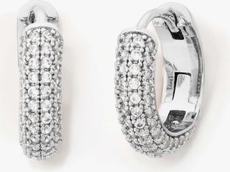 Kate Spade New York Womens Brilliant Statements Pav&eacute; Mini Huggie Earrings in Neutral