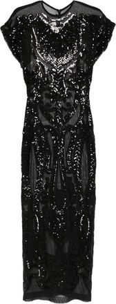 Norma Kamali Midi-jurk verfraaid met pailletten en kapmouwen - Zwart