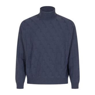 Emporio Armani Trui met hoge hals - Heren - Coltruien - Blauw - M - Truien & Vesten