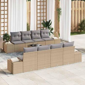 vidaXL Conjunto De Sof&aacute; De Jard&iacute;n Con Coj&iacute;n 7 Pcs Beige Y Gris Claro Vidaxl