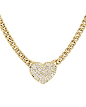Liv Oliver 18K Plated Cz Heart Link Necklace