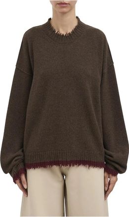 Uma Wang Crewneck Kasjmier Trui - Dames - Cashmere truien - Bruin - M - Kasjmier - Truien & Vesten