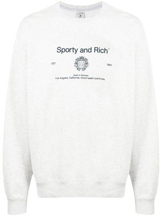 Sporty & Rich logo-print cotton sweatshirt - unisex - Polyester/Cotton - S - Grey