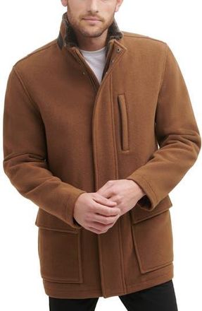 Cole Haan Wool Blend Faux Fur Lined Stand Collar Jacket in Camel at Nordstrom Rack, Size Xx-Large