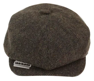 Infinity Leather Mens Peaky Blinders Tweed Hat With Razor Blade