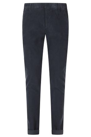 Dondup Gaubert Blue Velvet Cotton-Blend Straight-Leg Pants