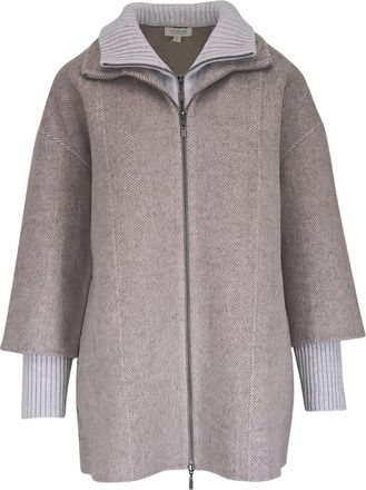 Kinross Cashmere Cappotto con motivo a spina di pesce - Toni neutri