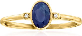 RS Pure by Ross-Simons Sapphire and Diamond-Accented Ring in 14kt Yellow Gold