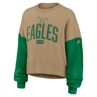 Nike Philadelphia Eagles Rewind Nike Womens NFL Pullover Crew in Brown | 01D70DD5Q86-ZKC