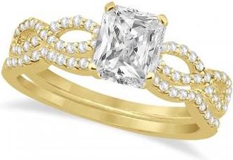 Allurez Infinity Radiant-Cut Lab Grown Diamond Bridal Ring Set 18k Yellow Gold (0.63ct)
