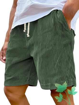Generic Mokaloha Mens Shorts, Pacificozy Mens Vintage Corduroy Casual Elastic Stretch Shorts Drawstring Elastic Waist Side Pockets (Green,3XL)