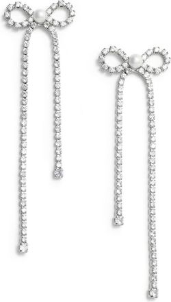 Self Portrait Delicate Bow Earrings with Crystal Accents