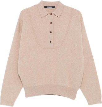 Jacquemus Beige Trui voor Vrouwen Aw 25 - Dames - V-hals truien - Beige - M - Wol - Truien & Vesten