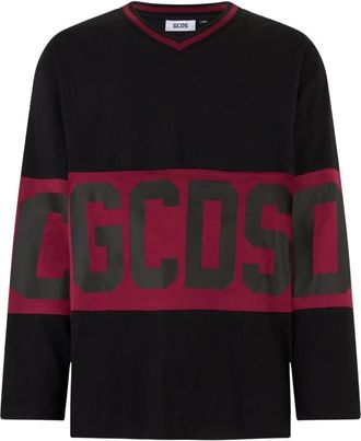 GCDS Logo Hockey T-shirt - Heren - Longsleeves - Zwart - 2XL - Katoen - Tops
