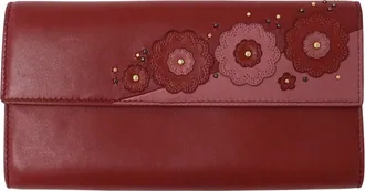 Bottega Veneta Pink Red Color Leather Long Wallet (Bi-Fold) (Pre-Owned)