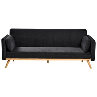 Beliani Beliani - Sof&aacute; Cama De Tela Mecanismo Clic-clac Para Dormir Minimalista Negro Asaa